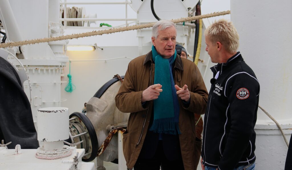 Michel Barnier under hans besøg i Thyborøn i marts 2018. Foto: Fiskeri Tidende